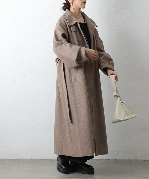 COLONY 2139(コロニートゥーワンスリーナイン)の「ベルト付ボリューム袖ステンカラーコート(ステンカラーコート・レディース・ブラウン/ベージュ/ブラック/チャコールグレー・FREE)」の8枚目の写真