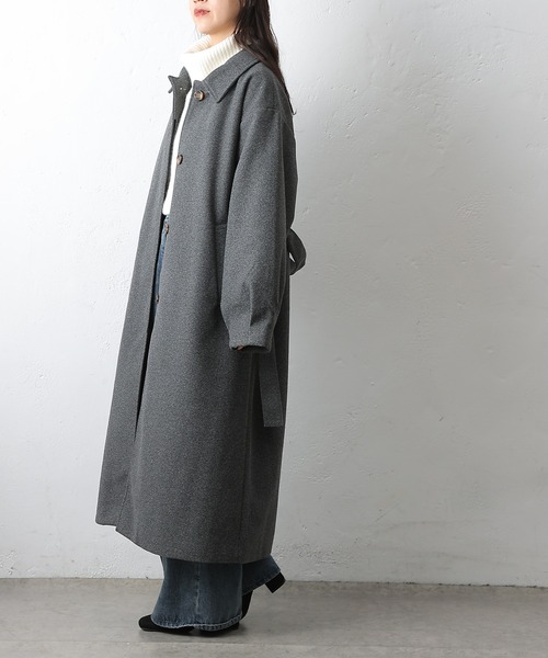 COLONY 2139(コロニートゥーワンスリーナイン)の「ベルト付ボリューム袖ステンカラーコート(ステンカラーコート・レディース・ブラウン/ベージュ/ブラック/チャコールグレー・FREE)」の6枚目の写真