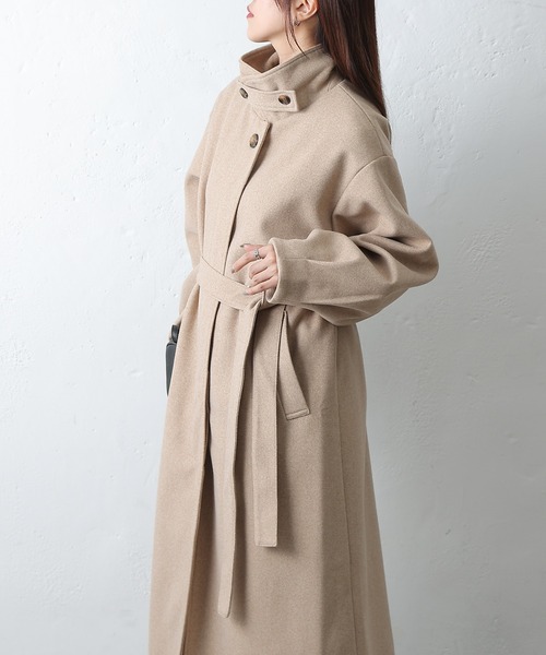COLONY 2139(コロニートゥーワンスリーナイン)の「ベルト付ボリューム袖ステンカラーコート(ステンカラーコート・レディース・ブラウン/ベージュ/ブラック/チャコールグレー・FREE)」の11枚目の写真