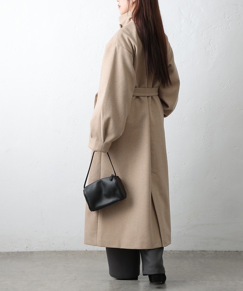 COLONY 2139(コロニートゥーワンスリーナイン)の「ベルト付ボリューム袖ステンカラーコート(ステンカラーコート・レディース・ブラウン/ベージュ/ブラック/チャコールグレー・FREE)」の14枚目の写真