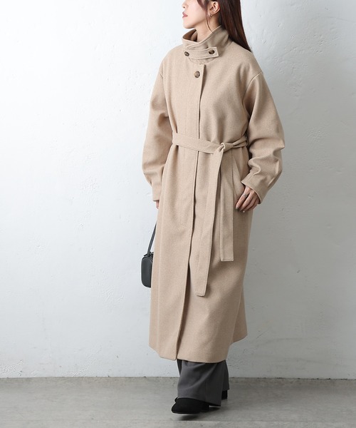 COLONY 2139(コロニートゥーワンスリーナイン)の「ベルト付ボリューム袖ステンカラーコート(ステンカラーコート・レディース・ブラウン/ベージュ/ブラック/チャコールグレー・FREE)」の15枚目の写真