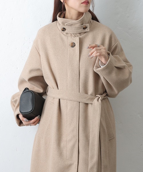 COLONY 2139(コロニートゥーワンスリーナイン)の「ベルト付ボリューム袖ステンカラーコート(ステンカラーコート・レディース・ブラウン/ベージュ/ブラック/チャコールグレー・FREE)」の9枚目の写真