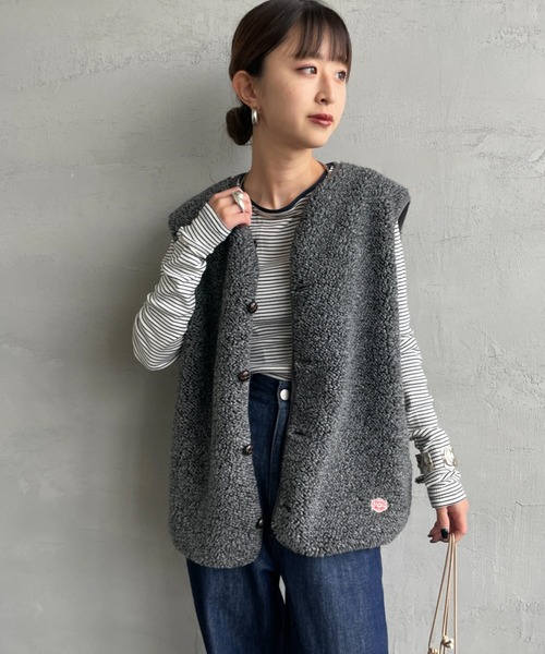 Vincent et Mireille（バンソンエミレイユ）の「[Vincent et Mireille/ヴァンソン エ ミレイユ] ボアフリースベスト（ベスト・レディース・グレー・36）」の5枚目の写真