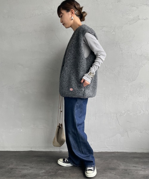 Vincent et Mireille（バンソンエミレイユ）の「[Vincent et Mireille/ヴァンソン エ ミレイユ] ボアフリースベスト（ベスト・レディース・グレー・36）」の9枚目の写真