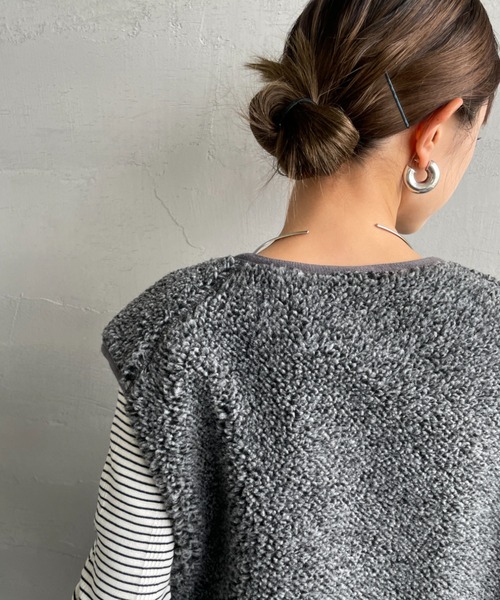 Vincent et Mireille（バンソンエミレイユ）の「[Vincent et Mireille/ヴァンソン エ ミレイユ] ボアフリースベスト（ベスト・レディース・グレー・36）」の15枚目の写真