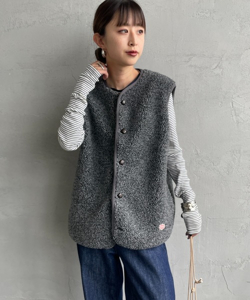 Vincent et Mireille（バンソンエミレイユ）の「[Vincent et Mireille/ヴァンソン エ ミレイユ] ボアフリースベスト（ベスト・レディース・グレー・36）」の11枚目の写真