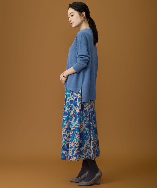 自由区(ジユウク)の「アートタッチフラワープリント スカート(スカート・レディース・イエロー系5/ターコイズブルー系5・44/46)」の5枚目の写真