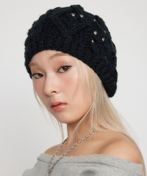 LAGUA GEM(ラグアジェム)のSTUDS CABLE ベレー(ハンチング/ベレー帽)