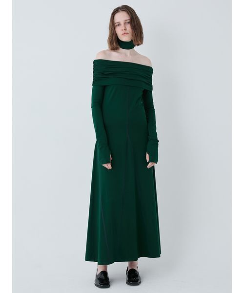 SORIN(ソリン )の「Off Shoulder Flared Dress/オフショルダーフレアドレス(ワンピース・レディース・ダークグリーン/ブラック・38/36)」の3枚目の写真