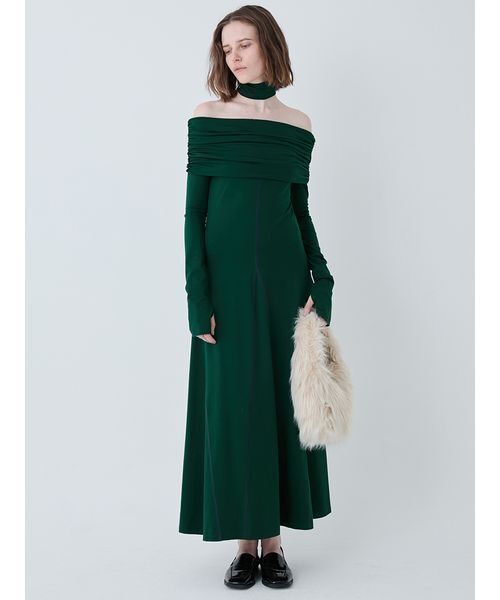 SORIN(ソリン )の「Off Shoulder Flared Dress/オフショルダーフレアドレス(ワンピース・レディース・ダークグリーン/ブラック・38/36)」の6枚目の写真
