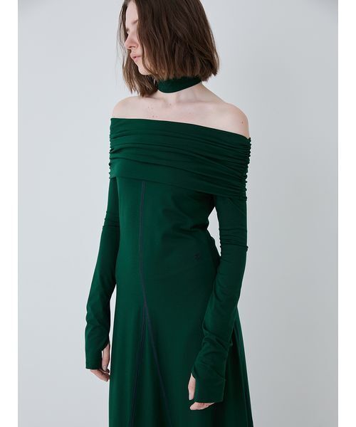 SORIN(ソリン )の「Off Shoulder Flared Dress/オフショルダーフレアドレス(ワンピース・レディース・ダークグリーン/ブラック・38/36)」の7枚目の写真