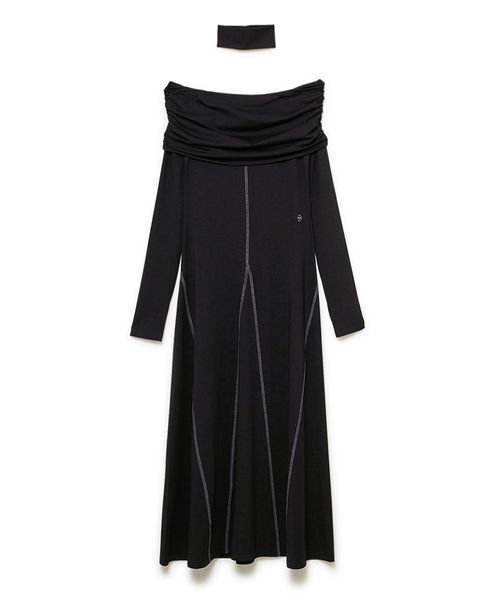 オフショルダー ブラック フレアドレス セール】Off Shoulder Flared Dress/オフショルダーフレアドレス