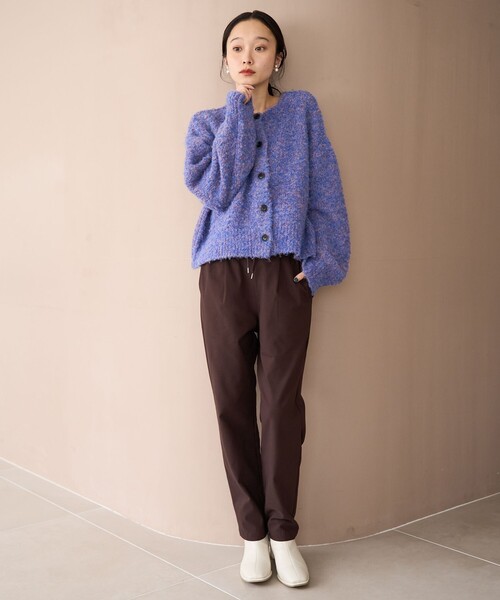 coen（コーエン）の「ブークレ 2way ミックスニットカーディガン【Youtube紹介アイテム】（ニット/セーター・レディース・イエロー/コバルトブルー/ロイヤルブルー/ピンク/ライトグレー/ブラック・M/L）」の8枚目の写真