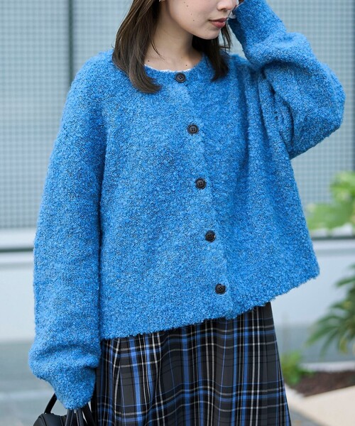 coen（コーエン）の「ブークレ 2way ミックスニットカーディガン【Youtube紹介アイテム】（ニット/セーター・レディース・イエロー/コバルトブルー/ロイヤルブルー/ピンク/ライトグレー/ブラック・M/L）」の10枚目の写真