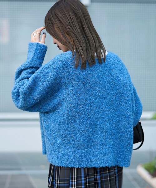 coen（コーエン）の「ブークレ 2way ミックスニットカーディガン【Youtube紹介アイテム】（ニット/セーター・レディース・イエロー/コバルトブルー/ロイヤルブルー/ピンク/ライトグレー/ブラック・M/L）」の11枚目の写真