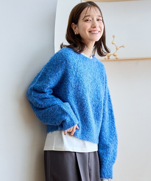 coen（コーエン）の「ブークレ 2way ミックスニットカーディガン【Youtube紹介アイテム】（ニット/セーター・レディース・イエロー/コバルトブルー/ロイヤルブルー/ピンク/ライトグレー/ブラック・M/L）」の13枚目の写真