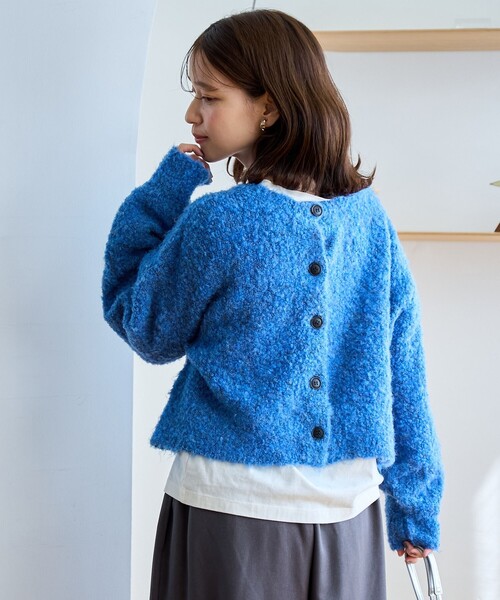 coen（コーエン）の「ブークレ 2way ミックスニットカーディガン【Youtube紹介アイテム】（ニット/セーター・レディース・イエロー/コバルトブルー/ロイヤルブルー/ピンク/ライトグレー/ブラック・M/L）」の14枚目の写真