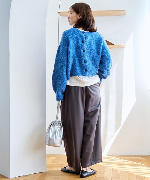 coen（コーエン）の「ブークレ 2way ミックスニットカーディガン【Youtube紹介アイテム】（ニット/セーター・レディース・イエロー/コバルトブルー/ロイヤルブルー/ピンク/ライトグレー/ブラック・M/L）」の16枚目の写真