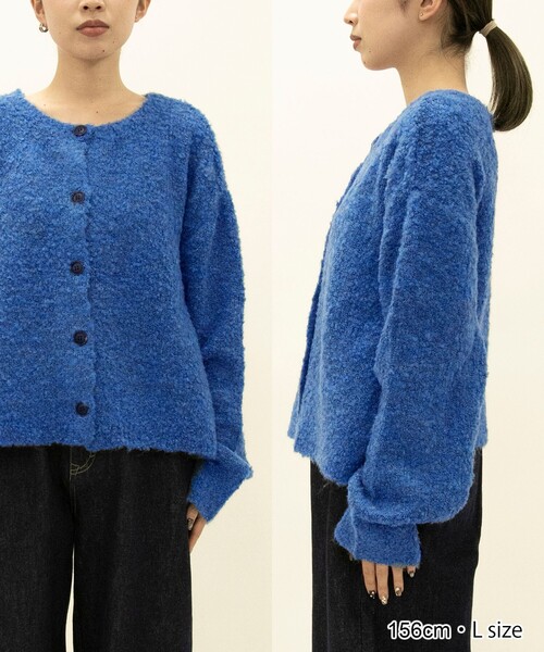 coen（コーエン）の「ブークレ 2way ミックスニットカーディガン【Youtube紹介アイテム】（ニット/セーター・レディース・イエロー/コバルトブルー/ロイヤルブルー/ピンク/ライトグレー/ブラック・M/L）」の18枚目の写真