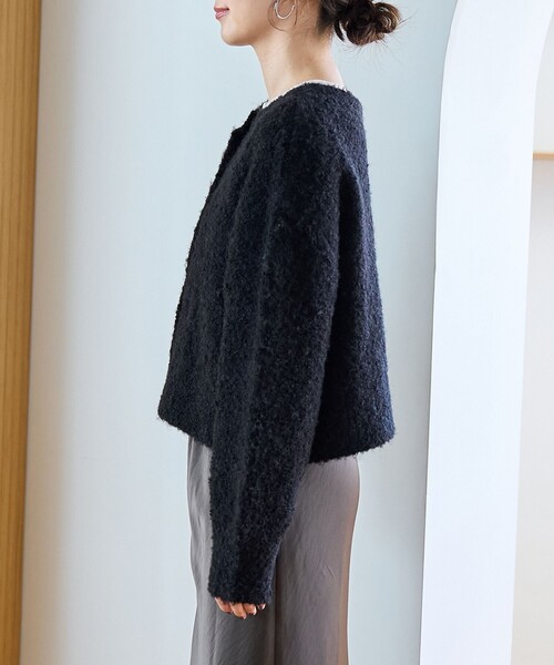 coen（コーエン）の「ブークレ 2way ミックスニットカーディガン【Youtube紹介アイテム】（ニット/セーター・レディース・イエロー/コバルトブルー/ロイヤルブルー/ピンク/ライトグレー/ブラック・M/L）」の20枚目の写真