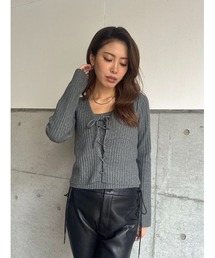 EGOIST(エゴイスト)のキャミ付レースUPニットトップス(アンサンブル)