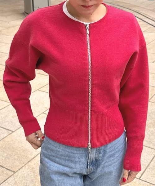JENNE(ジェンヌ)の「接結コットンニット(カーディガン/ボレロ・レディース・ホワイト/ブラック/レッド・LARGE/MEDIUM/SMALL)」の1枚目の写真