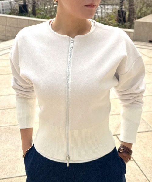 JENNE(ジェンヌ)の「接結コットンニット(カーディガン/ボレロ・レディース・ホワイト/ブラック/レッド・LARGE/MEDIUM/SMALL)」の2枚目の写真