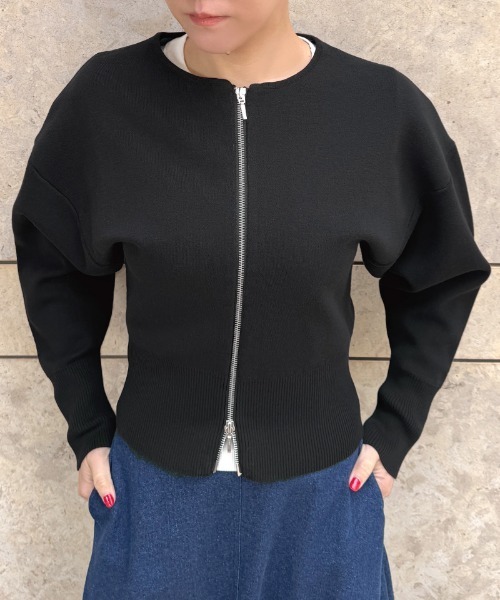 JENNE(ジェンヌ)の「接結コットンニット(カーディガン/ボレロ・レディース・ホワイト/ブラック/レッド・LARGE/MEDIUM/SMALL)」の3枚目の写真