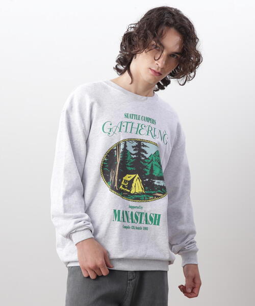 MANASTASH（マナスタッシュ）の「MANASTASH/マナスタッシュ　CREW SWEAT CAMPERS GATHERING/クルースウェット キャンパーズギャザリング（スウェット・メンズ・その他5/ブルー系その他3/その他・S/M/XL/L）」の3枚目の写真