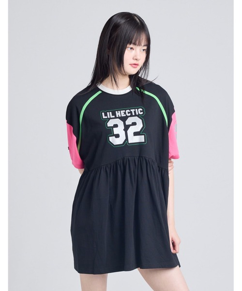 Little sunny bite(リトルサニーバイト)の「【RES】【little sunny bite】numbering dress(ワンピース・レディース・ブラック×グリーン/ブラック×ピンク/ホワイト・MEDIUM/SMALL)」の3枚目の写真
