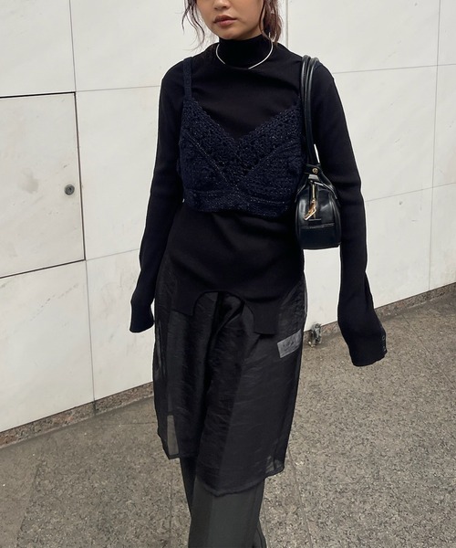 Ameri(アメリ)の「HALF SHEER LAYERED PANTS(スラックス・レディース・テラコッタ/スミクロ/ベージュ・SMALL/MEDIUM)」の9枚目の写真