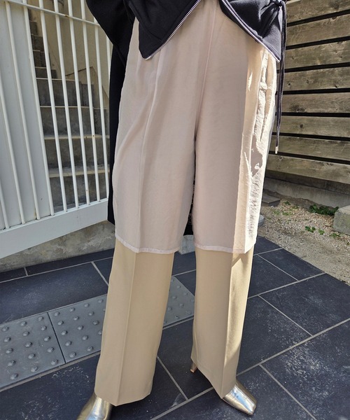 Ameri(アメリ)の「HALF SHEER LAYERED PANTS(スラックス・レディース・テラコッタ/スミクロ/ベージュ・SMALL/MEDIUM)」の15枚目の写真