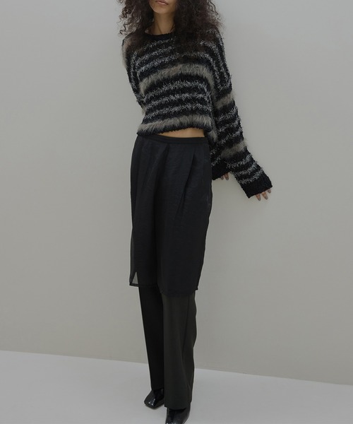 Ameri(アメリ)の「HALF SHEER LAYERED PANTS(スラックス・レディース・テラコッタ/スミクロ/ベージュ・SMALL/MEDIUM)」の4枚目の写真