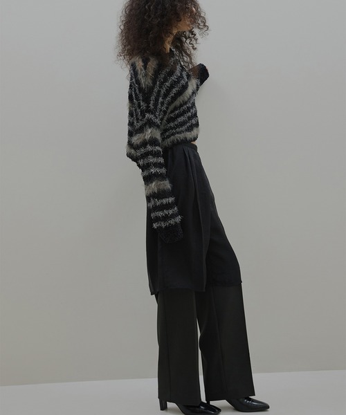 Ameri(アメリ)の「HALF SHEER LAYERED PANTS(スラックス・レディース・テラコッタ/スミクロ/ベージュ・SMALL/MEDIUM)」の6枚目の写真