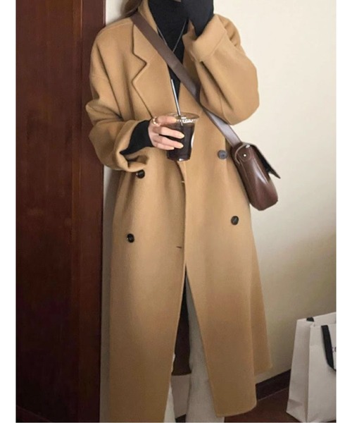 Sealup ベージュ ダブルブレスト チェスターコート　42 ダブルブレストロングコート（チェスターコート）｜CHUL（チュル）の