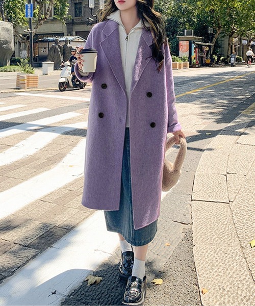 最終値下げMax 薄紫色 ダブルブレストコート trim_fce_item6543516fc8dba.jpg