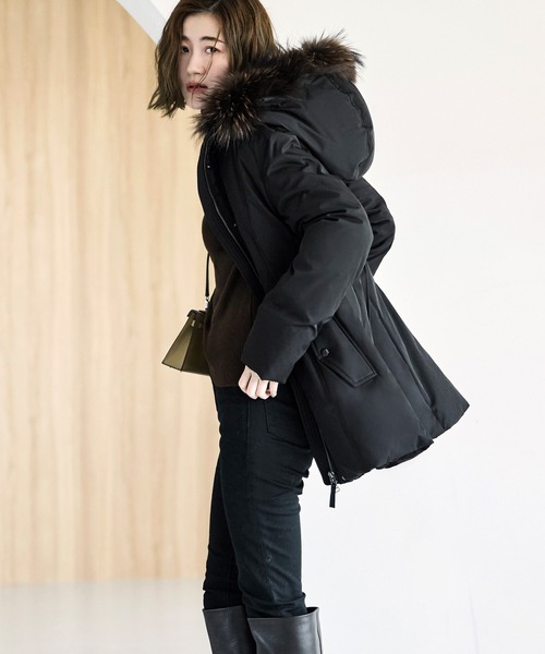 セール】フレンチダウン ｜ ラクーンファー フレンチダウン ジャケット