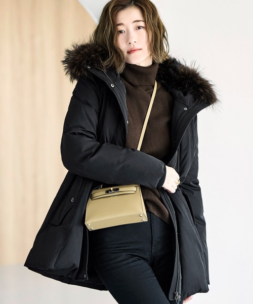 23区 ダウンジャケット コート【40】ラクーンファー ブラック 洗える 582954--98-top.jpg