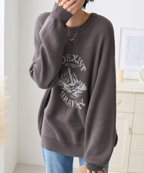ReDial(リダイアル)の「ダブルジャカードロゴニット(ニット/セーター・レディース・チャコールグレー/ブラック×グレー/ベージュ×ブラック・L/M)」の10枚目の写真