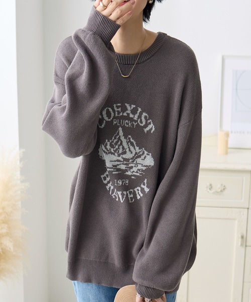 ReDial(リダイアル)の「ダブルジャカードロゴニット(ニット/セーター・レディース・チャコールグレー/ブラック×グレー/ベージュ×ブラック・L/M)」の11枚目の写真