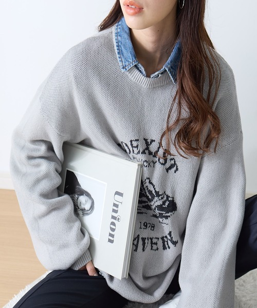 ReDial(リダイアル)の「ダブルジャカードロゴニット(ニット/セーター・レディース・チャコールグレー/ブラック×グレー/ベージュ×ブラック・L/M)」の18枚目の写真