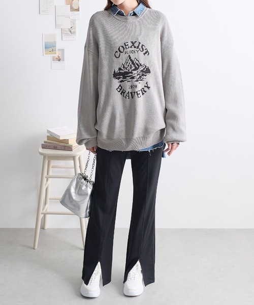 ReDial(リダイアル)の「ダブルジャカードロゴニット(ニット/セーター・レディース・チャコールグレー/ブラック×グレー/ベージュ×ブラック・L/M)」の21枚目の写真