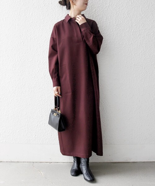 アナイ　パールボタン　スキッパー　シャツ　ワンピース　ネイビー　長袖　2022年 セール】◇【WEB限定】パール付き2WAYシャツワンピース（シャツ