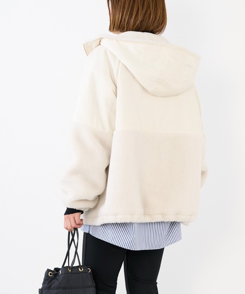 MICA&DEAL（マイカ＆ディール）の「ボアドッキングフーデットブルゾン（ブルゾン・レディース・オフホワイト/ブラック/ブラウン・FREE）」の8枚目の写真