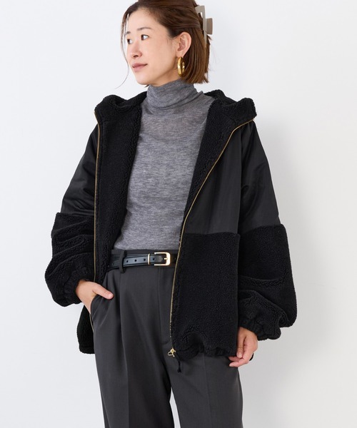 MICA&DEAL（マイカ＆ディール）の「ボアドッキングフーデットブルゾン（ブルゾン・レディース・オフホワイト/ブラック/ブラウン・FREE）」の10枚目の写真