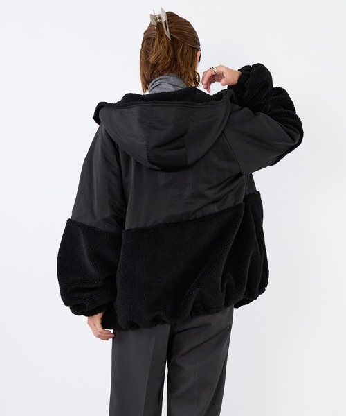 MICA&DEAL（マイカ＆ディール）の「ボアドッキングフーデットブルゾン（ブルゾン・レディース・オフホワイト/ブラック/ブラウン・FREE）」の13枚目の写真