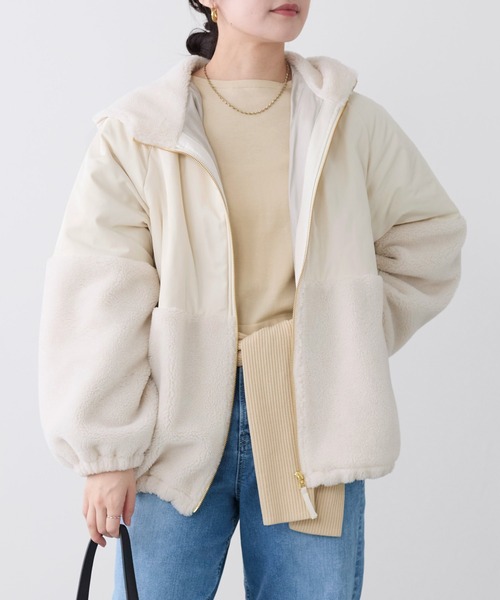 MICA&DEAL（マイカ＆ディール）の「ボアドッキングフーデットブルゾン（ブルゾン・レディース・オフホワイト/ブラック/ブラウン・FREE）」の10枚目の写真