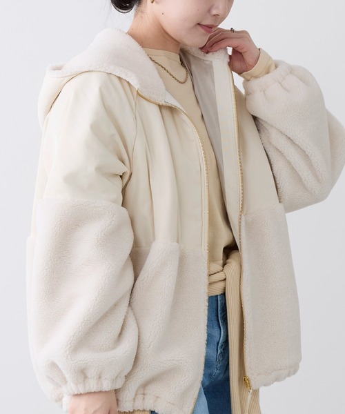 MICA&DEAL（マイカ＆ディール）の「ボアドッキングフーデットブルゾン（ブルゾン・レディース・オフホワイト/ブラック/ブラウン・FREE）」の11枚目の写真