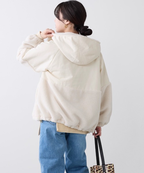 MICA&DEAL（マイカ＆ディール）の「ボアドッキングフーデットブルゾン（ブルゾン・レディース・オフホワイト/ブラック/ブラウン・FREE）」の12枚目の写真