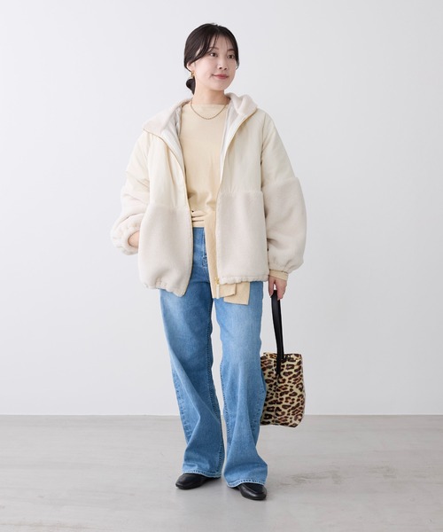 MICA&DEAL（マイカ＆ディール）の「ボアドッキングフーデットブルゾン（ブルゾン・レディース・オフホワイト/ブラック/ブラウン・FREE）」の13枚目の写真